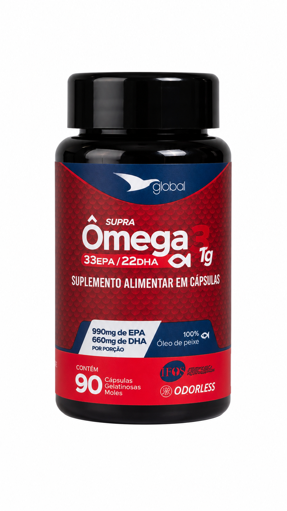 Ômega Supra 33EPA/22DHA - 90 cápsulas gelatinosas